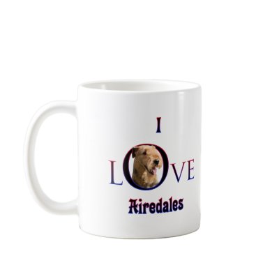 Airedale Terrier I Love Coffee Mugs by GreyWolfCreation