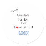 Airedale Terrier Lick Design Round Stickers