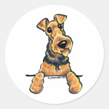 Airedale Terrier Line Art Round Sticker