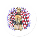 Airedale Terrier Patriot Round Sticker