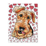 Airedale Terrier Pink Hearts Valentine's Day Post Cards