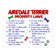 AIREDALE TERRIER Property Laws 2 Post Card