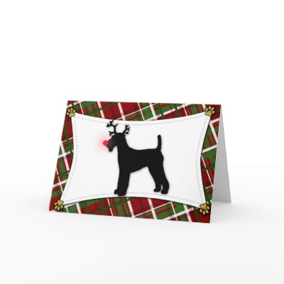 Airedale Terrier Reindeer Christmas Card by MenagerieMayhem