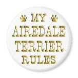 Airedale Terrier Rules Gold Refrigerator Magnets