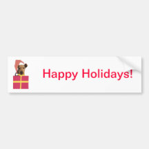 Airedale Terrier Santa Hat Gift Box Bumper Sticker