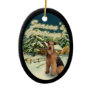 Airedale Terrier Snow Cabin Christmas Ornament