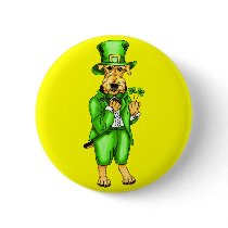 Airedale Terrier St. Patrick's Day Leprechaun Buttons