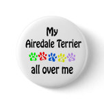 Airedale Terrier Walks Design Pinback Button