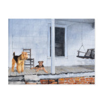 Airedale Terriers on the Veranda Postcards