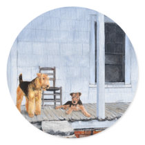 Airedale Terriers on the Veranda Sticker