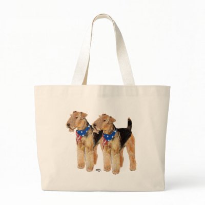 Airedale / Welsh Terriers Patriotic Canvas Bag by MaggieRossAiredales