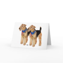 Airedale / Welsh Terriers Patriotic Greeting Cards