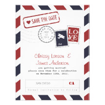 Airmail Card Save the Date Custom Invitations