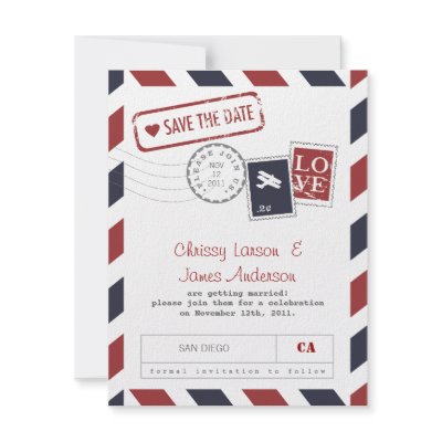 Airmail Card Save the Date by LetterBoxInk