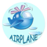 AIRPLANE ROUND STICKER
