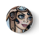 Airship Pilot Steamface Pinback Button