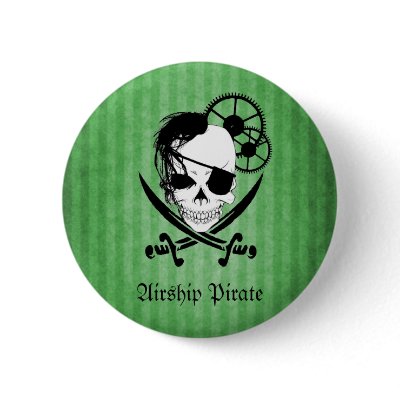 Airship Pirate - Circus Green Button by straindk