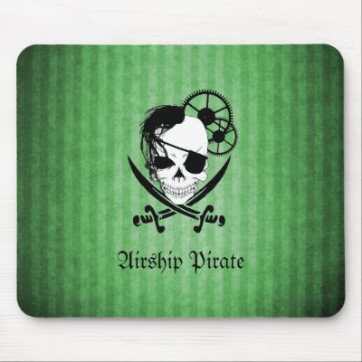 Airship Pirate Mousepad - Cirkus Green by straindk