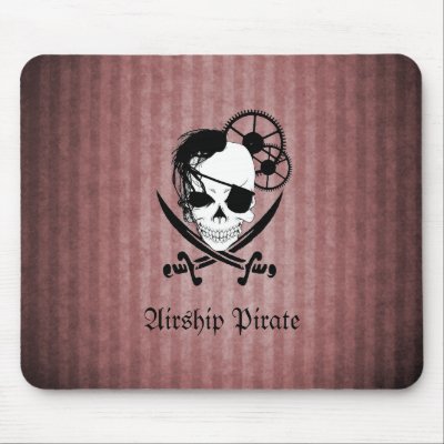Airship Pirate Mousepad - Maroon by straindk
