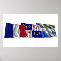 Aisne, Picardie & France flags