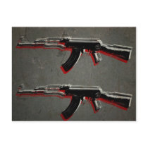AK47 Assault Rifle Pop Art Postcards