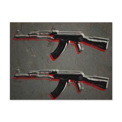 AK47 Assault Rifle Pop Art Postcards by iArtPrints