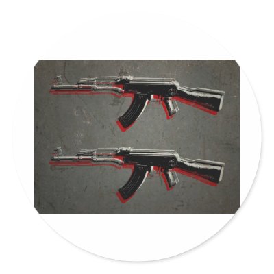 AK47 Assault Rifle Pop Art Stickers by iArtPrints