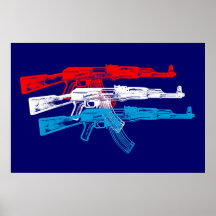 AK 47, Red, White and Blue Posters