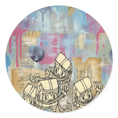 Akayo Robots Round Sticker by akayo1