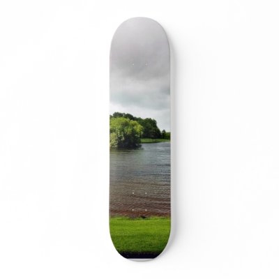 Akes Lough Gur Clouds Trees Ireland Skateboard Deck by lifesphere