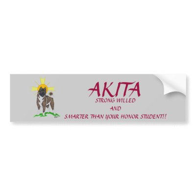 akita, AKITA, STRONG WILLEDANDSMARTER THAN YOUR... Bumper Sticker by hbaymiller