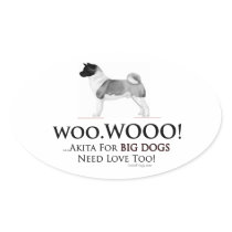Akita Big Dogs Need Love Oval Sticker