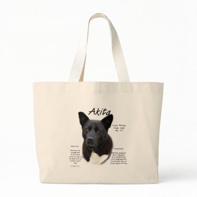 Akita (blk) History Design Tote Bag by GreyWolfCreation