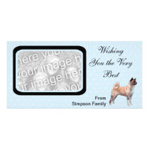 Akita - Blue w/ White Diamonds Design Personalised Photo Card
