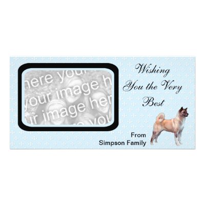 Akita - Blue w/ White Diamonds Design Personalised Photo Card by abquisto