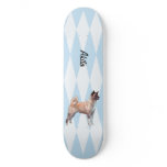 Akita - Blue w/ White Diamonds Design Skate Board Deck