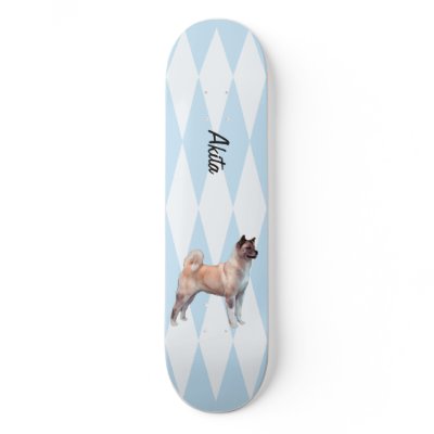 Akita - Blue w/ White Diamonds Design Skate Board Deck by abquisto