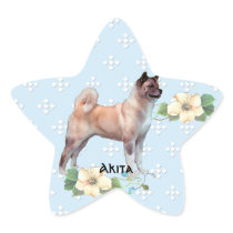 Akita - Blue w/ White Diamonds Design Sticker