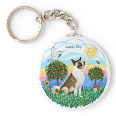 Akita (brown-white) keychains by dogartgifts
