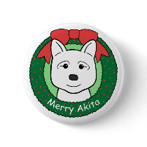 Akita Christmas Pinback Buttons
