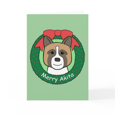 Akita Christmas Greeting Cards by dogcartoons