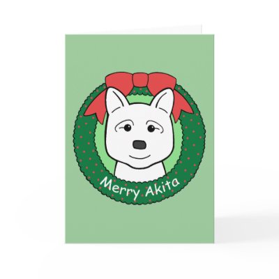 Akita Christmas Card by dogcartoons