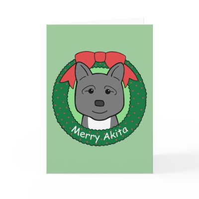 Akita Christmas Greeting Card by dogcartoons