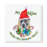 Akita Christmas Gifts Fridge Magnets
