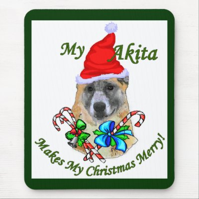 Akita Christmas Gifts Mouse Pad by DogsByDezign