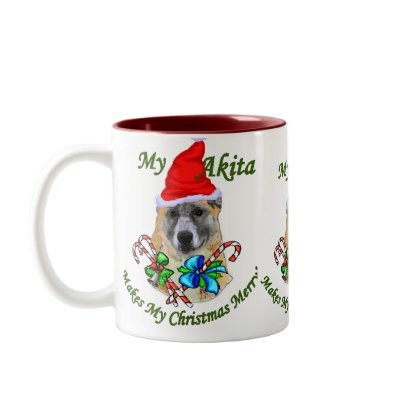 Akita Christmas Gifts Mugs by DogsByDezign