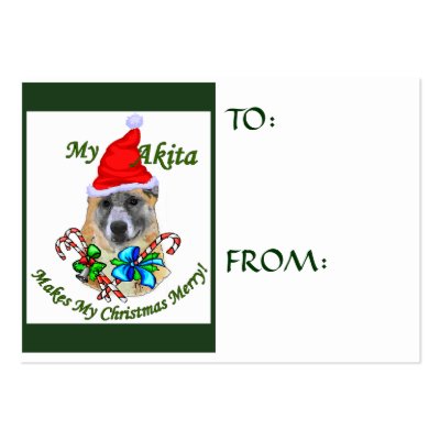 Akita Christmas Gifts Name Tags Business Card Templates by DogsByDezign