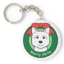 Akita Christmas Keychain