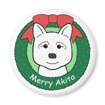 Akita Christmas Fridge Magnet