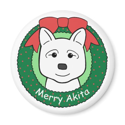 Akita Christmas Fridge Magnet by dogcartoons